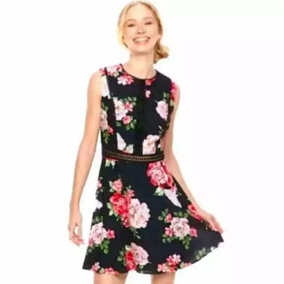 Disney Floral Sleeveless Dress. Black S#26 - Picture 2 of 15
